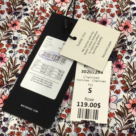 Nwt Martinique pink floral button front shirt small - Picture 8 of 10